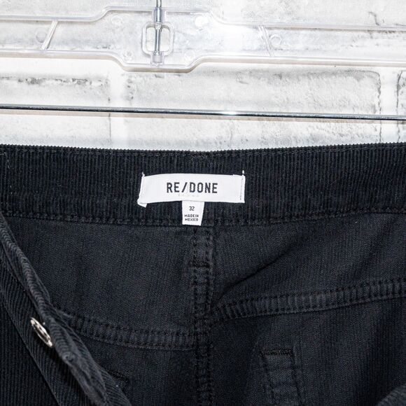 RE/DONE Women's 70s Corduroy Loose Crop Pants in Washed Black Size 32 - Picture 3 of 11